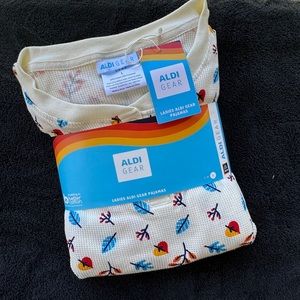 ALDI Gear Ladies Pajamas Cream Leaves Fall Pattern NEW! #aldigear